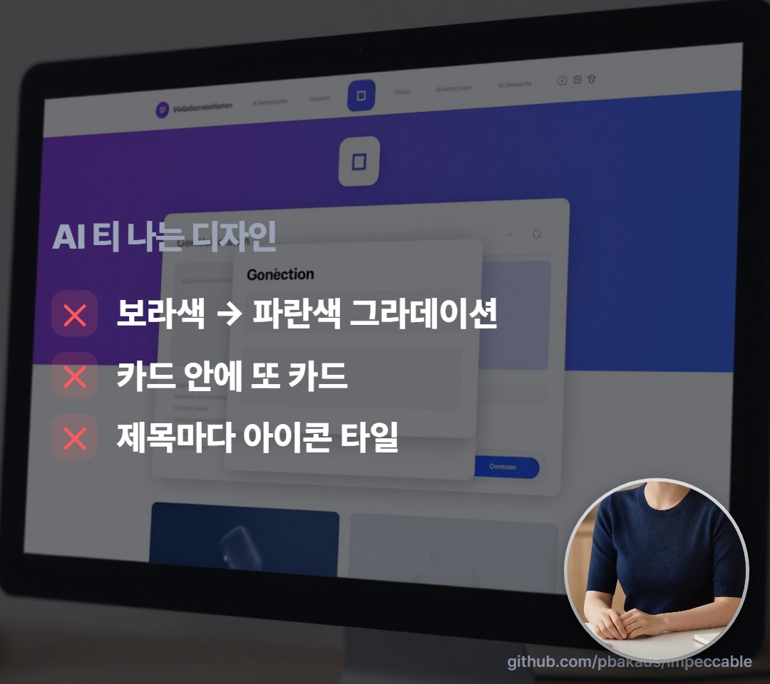 보라색 그라데이션, 카드 안에 또 카드, 제목마다 붙은 아이콘. 이게 AI 티예요.